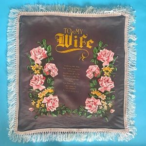 1940s Satin Cushion Cover WWII Sweetheart Pillow Wife Fringe U.S. Army Love Gift